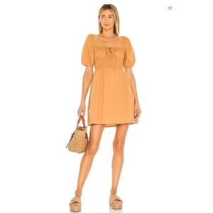 Faithfull The Brand Mariette Mini Dress in Plain Caramel